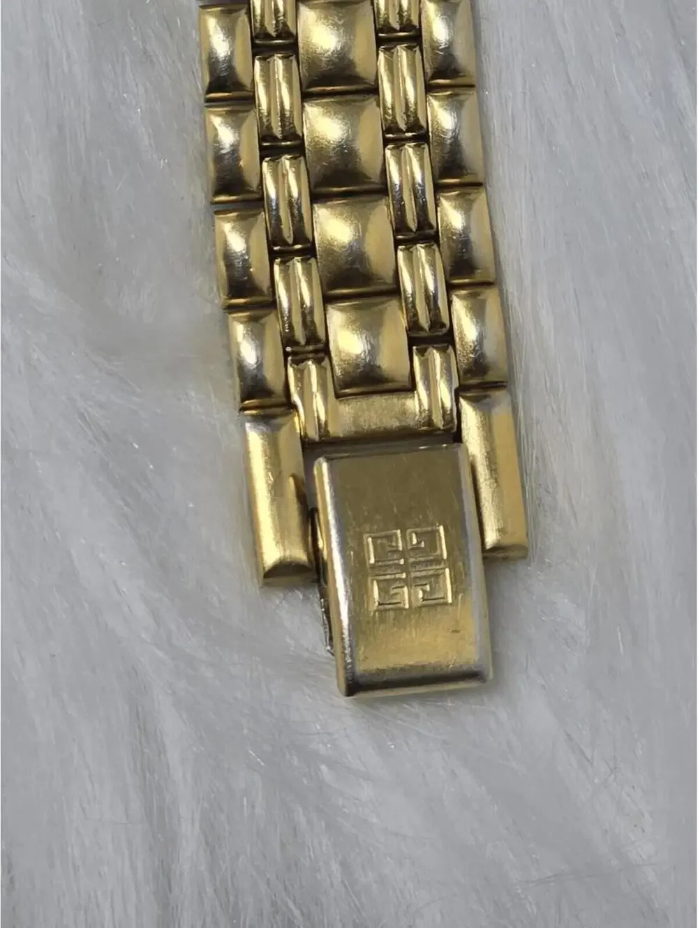 Vintage Givenchy Swiss Gold Tone Tank Watch G Link Band - Picture 2 of 8